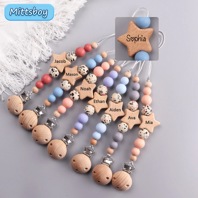 Baby Pacifier Clip - NEW Custom Name Wooden Personalized Baby