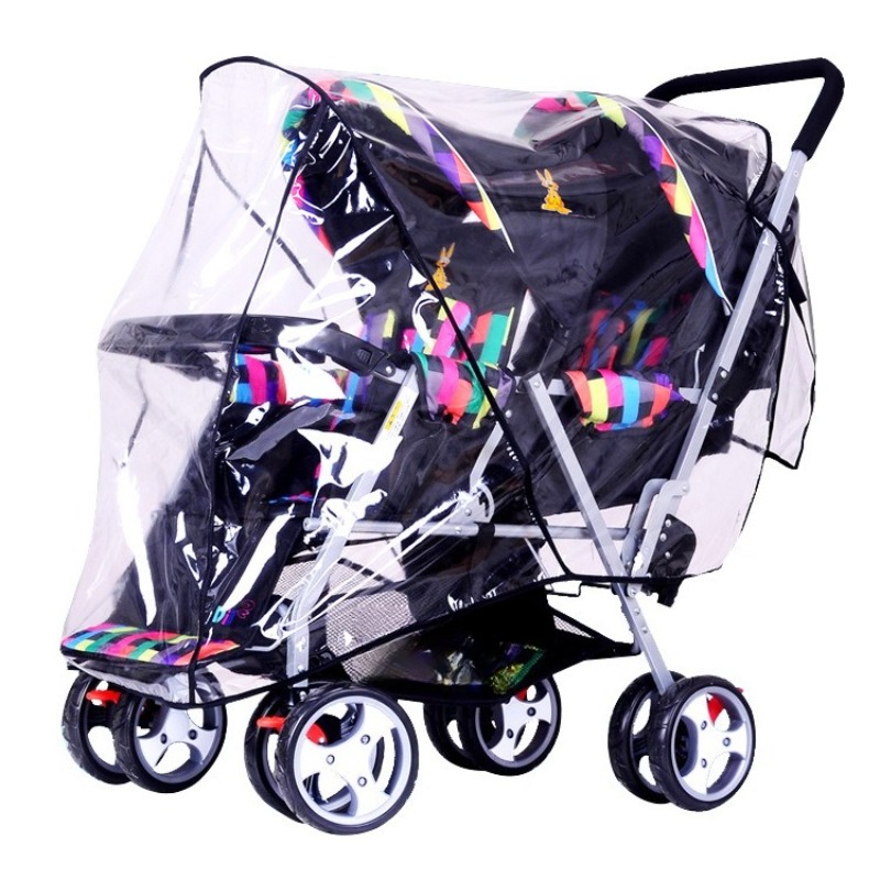 Double Seats Twin Baby Strolle - Stroller Rain Cover recension och pris