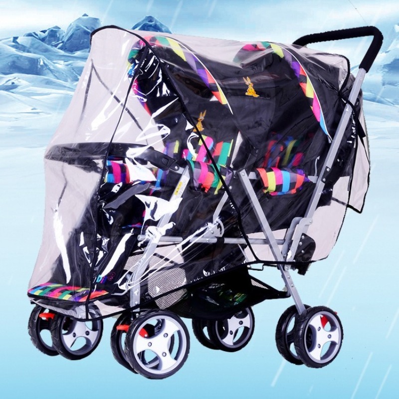Double Seats Twin Baby Strolle - Stroller Rain Cover recension och pris