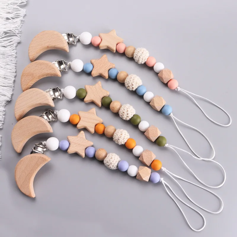 NEW Custom Name Wooden Persona - Baby Pacifier Clip recension och pris